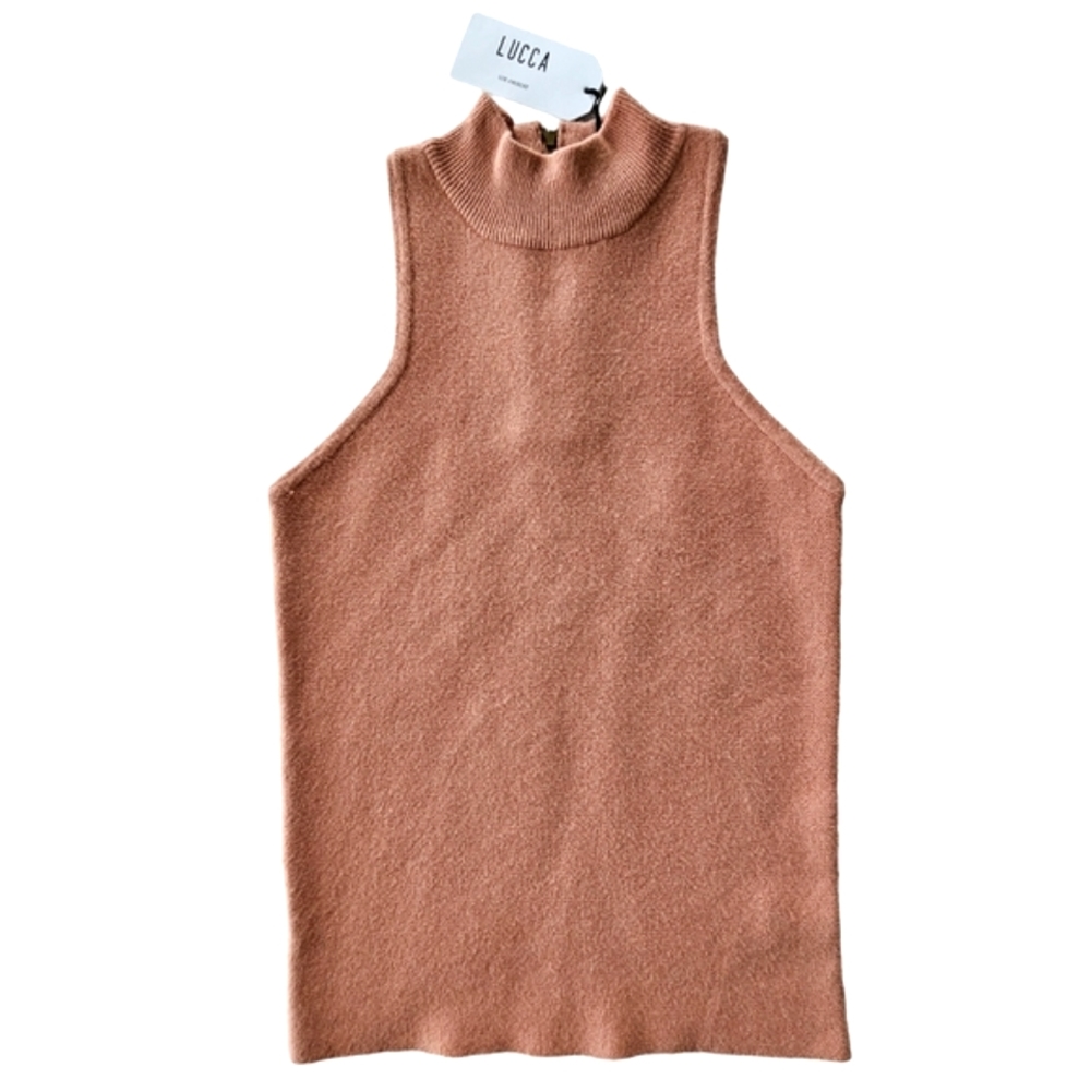 LUCCA Couture Nwt Salmon AVA Sleeveless Turtleneck Tank Top Sweater
